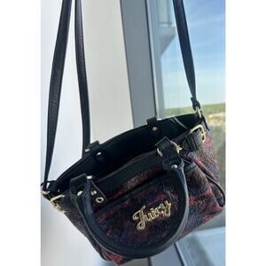 Juicy Couture Multicolor Plaid Shoulder Bag Black Strap Gold Hardware Zip